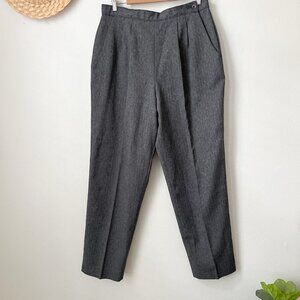 Vtg 70s gray herringbone pleat front taper pants 32"